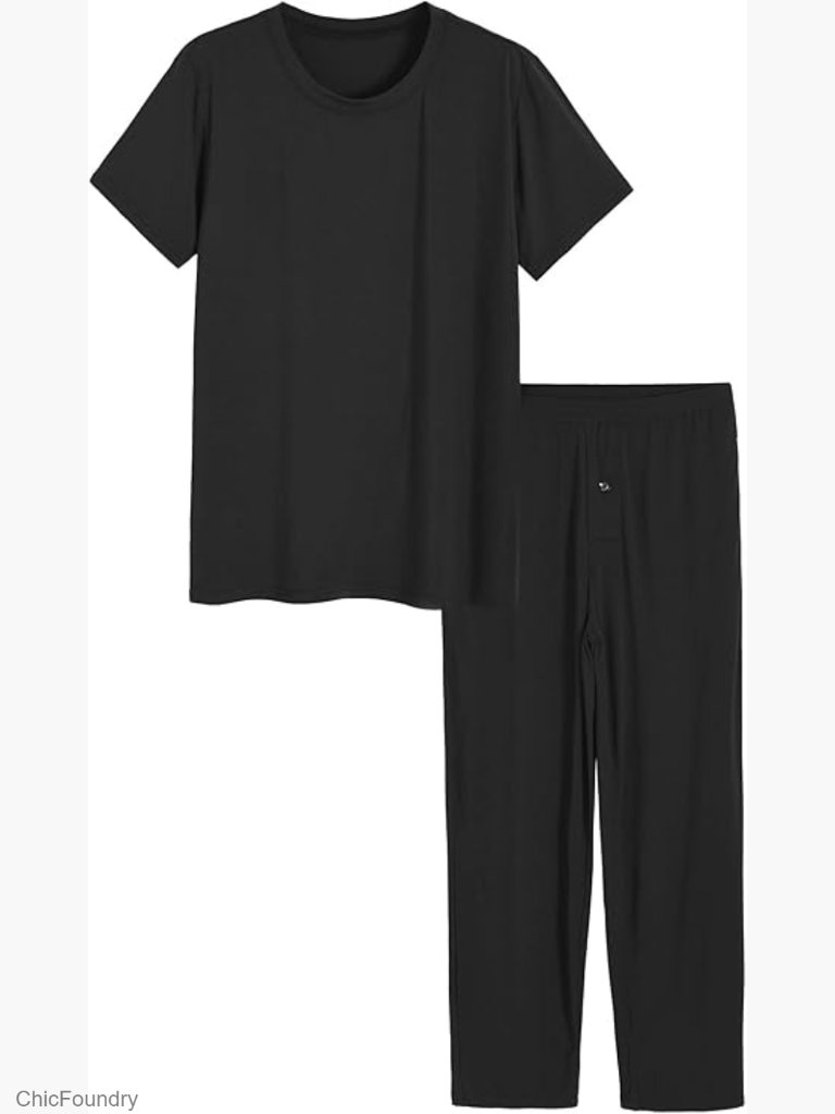 Men's Viscose Pajama Set Short Sleeve With Pockets